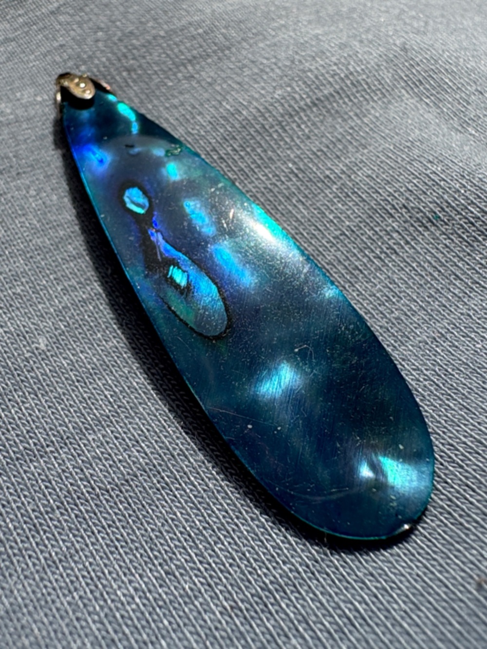 Blue Iridescent Teardrop Necklace Pendant